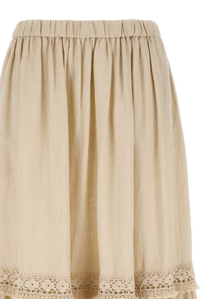Beige Linen Mini Skirt