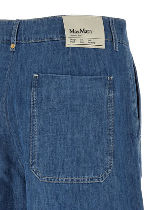 Blue Cotton Cropped Jeans