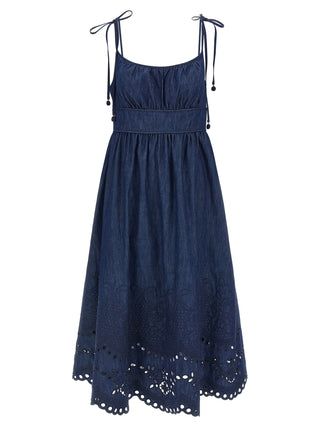 Blue Cotton Midi Dress