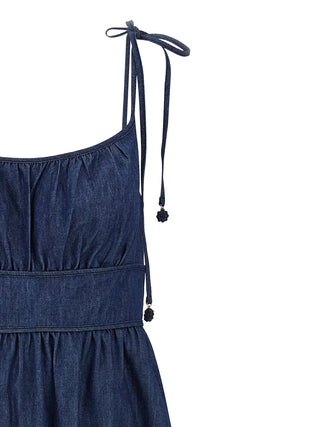 Blue Cotton Midi Dress