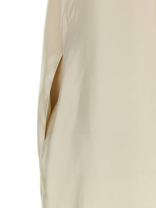 Beige Silk Midi Dress