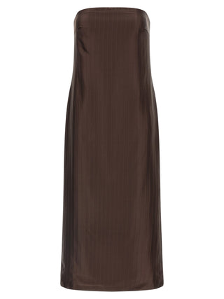 Vestido midi marrón de viscosa