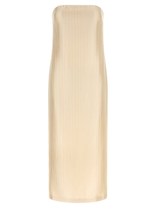 Vestido midi beige de viscosa