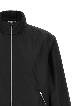 Black Polyester Full-Length Jacket