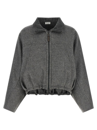 Gray Virgin Wool Full-Length Jacket