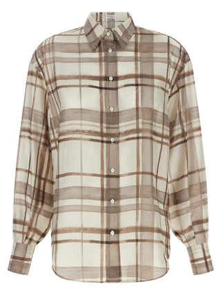 Blusa de seda beige