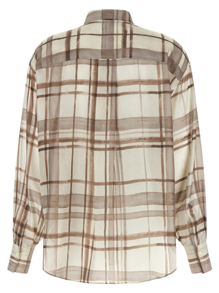Blusa de seda beige