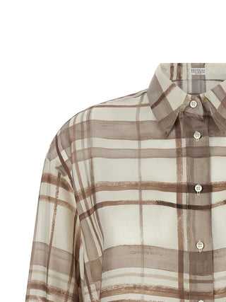 Blusa de seda beige