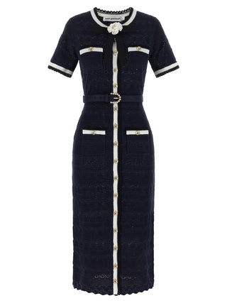Blue Cotton Midi Dress