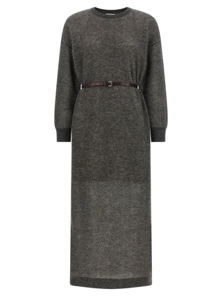 Gray Wool Midi Dress