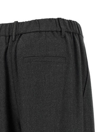 Gray Virgin Wool Casual Pants