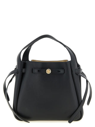 Bolso de mano negro de piel de vaca