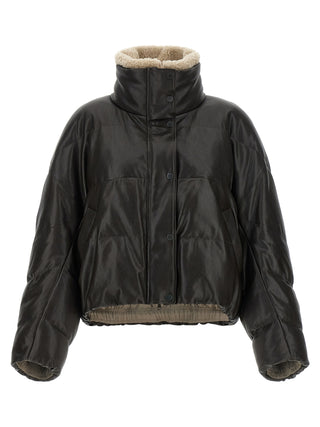 Chaqueta de cuero de cordero marrón