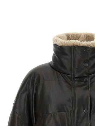 Chaqueta de cuero de cordero marrón