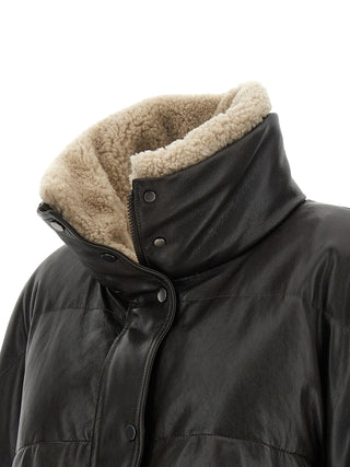 Chaqueta de cuero de cordero marrón