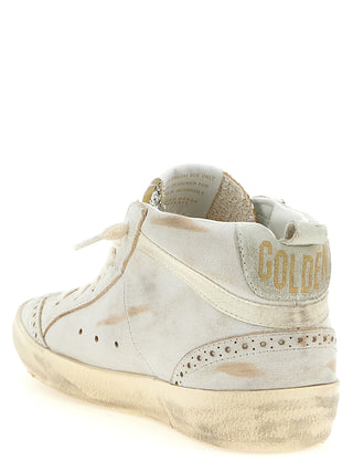 Beige Leather High Top Sneakers