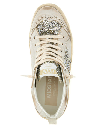 Beige Leather High Top Sneakers