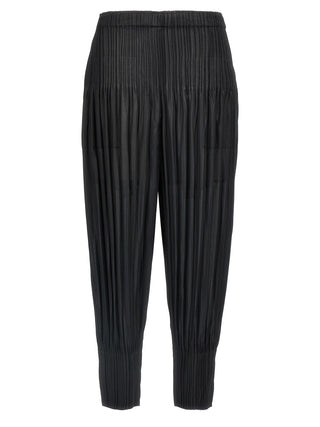 Black Polyester Casual Pants