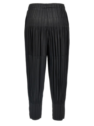 Black Polyester Casual Pants