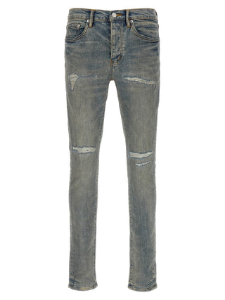 Jeans ajustados de algodón azul