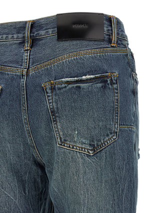 Blue Cotton Straight-Leg Jeans