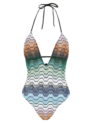 Multicolor Polyester One-Piece Swimsuit