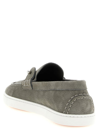 Gray Calfskin Slip-On Loafers