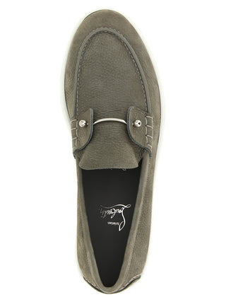 Gray Calfskin Slip-On Loafers