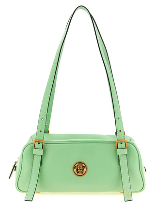 Bolso de hombro bicolor de piel de cordero