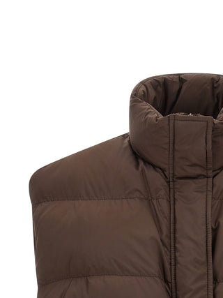 Chaqueta sin mangas marrón de poliéster
