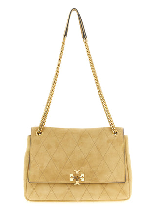 Bolso de hombro de piel de becerro beige