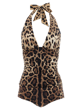 Brown Polyamide One-Piece Swimsuit
