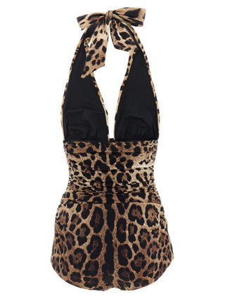Brown Polyamide One-Piece Swimsuit