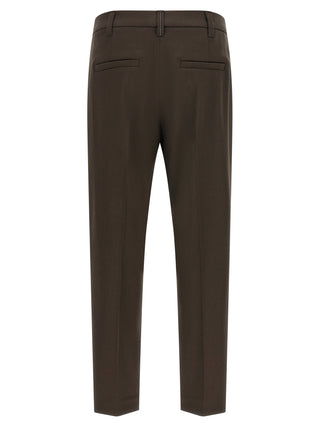 Brown Virgin Wool Dress Pants