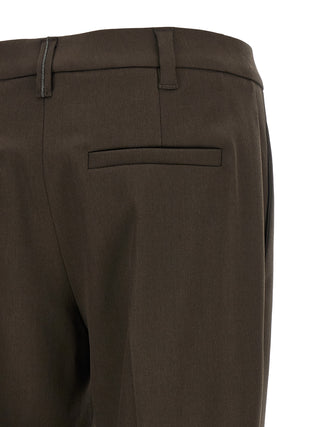 Brown Virgin Wool Dress Pants