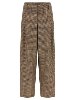 Brown Virgin Wool Flared Pants