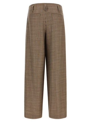 Brown Virgin Wool Flared Pants
