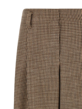 Brown Virgin Wool Flared Pants