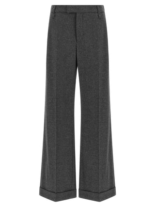 Gray Virgin Wool Casual Pants