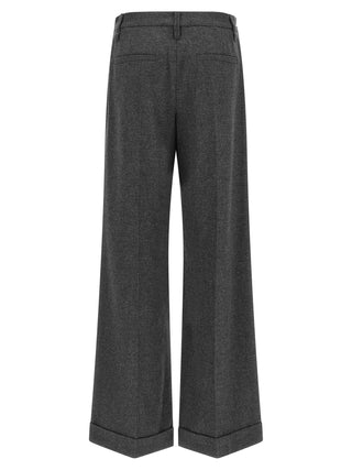 Gray Virgin Wool Casual Pants