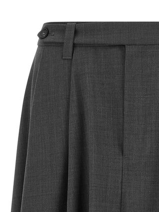 Gray Virgin Wool Midi Skirt
