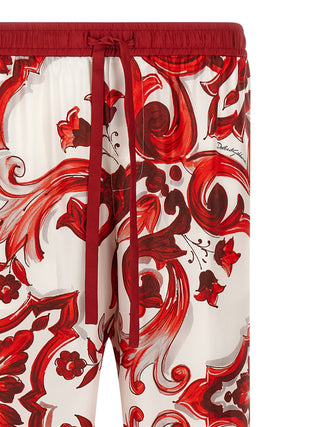Multicolor Silk Casual Pants