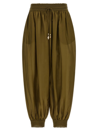 Bicolor Silk Casual Pants