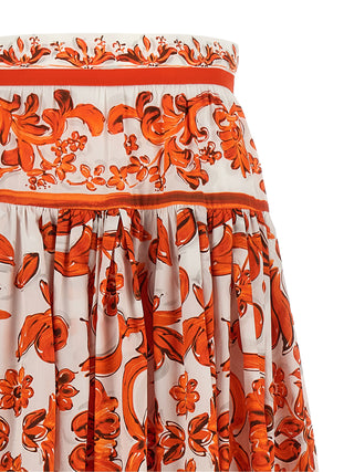 Orange Cotton Mini Skirt