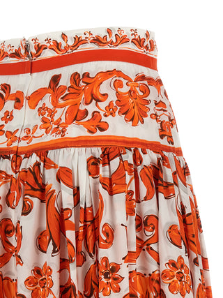 Orange Cotton Mini Skirt