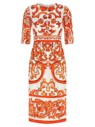 Orange Silk Midi Dress