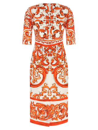 Orange Silk Midi Dress