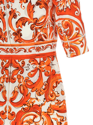 Orange Silk Midi Dress