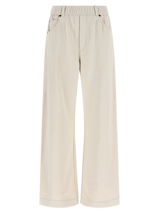 Beige Cotton Athletic Pants