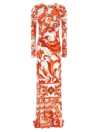 Orange Viscose Long Dress